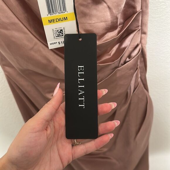 Elliatt Cassini Dusty Pink One-Shoulder Cocktail Dress Asymmetrical Ruched - Picture 10 of 12